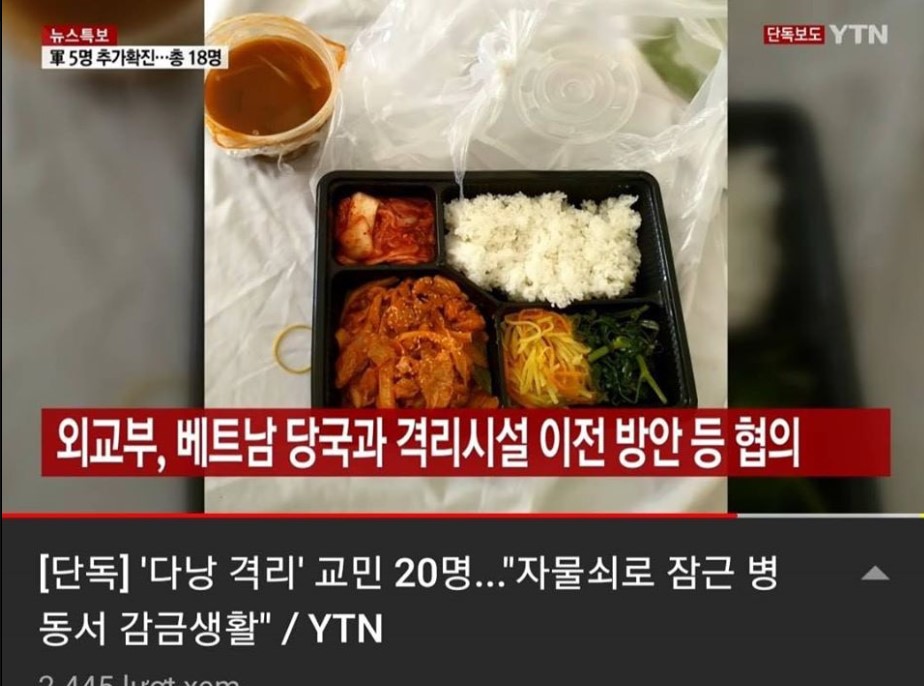Suất cơm dành cho những người Hàn bị cách ly ở Việt Nam